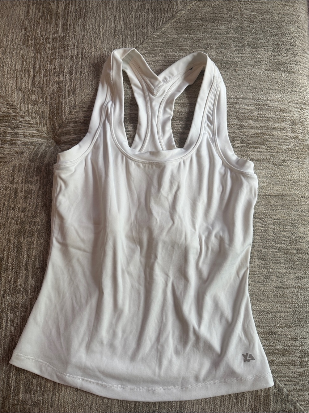 YoungLA White Racerback Active Tank Top - built-in bra